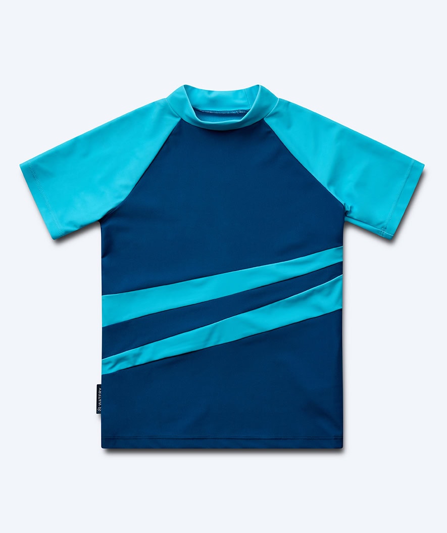 Watery UV-shirt for kids - Manami Short Sleeved Rashguard - Atlantic Blue