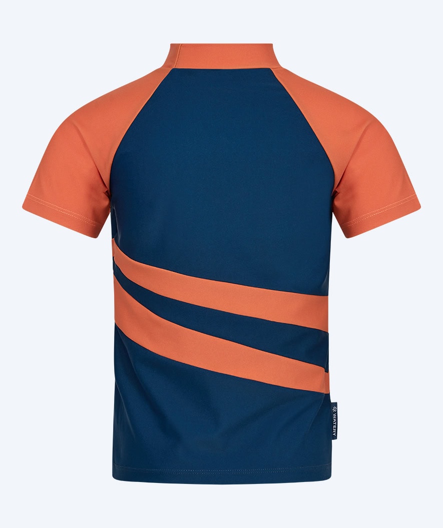 Watery UV-shirt for kids - Manami Short Sleeve Rashguard - Orange/blue
