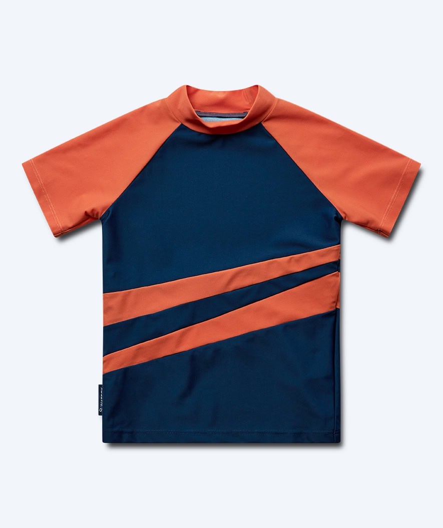 Watery UV-shirt for kids - Manami Short Sleeve Rashguard - Orange/blue