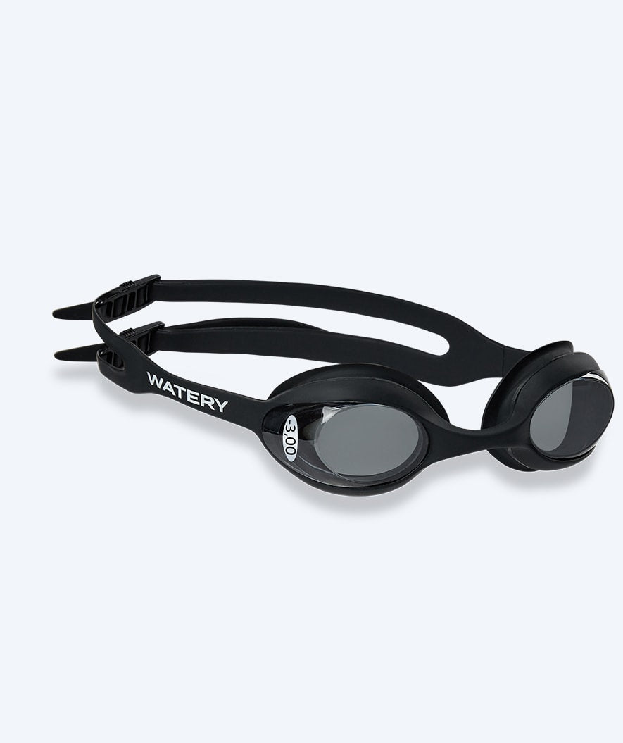 Watery nearsighted swimming goggles with prescription for kids - (-1.0) – (-5.5) - Matira - Black (Smoke lens)