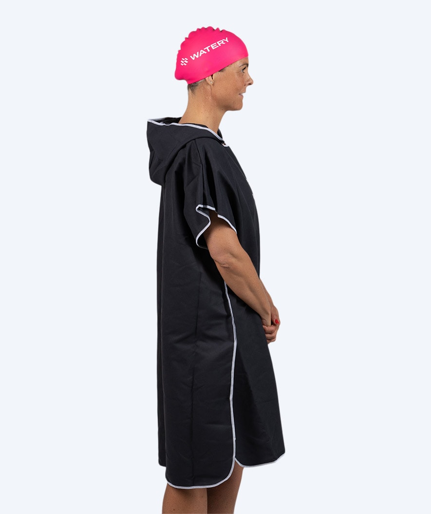 Watery bathing poncho for adults - Microfiber - Black
