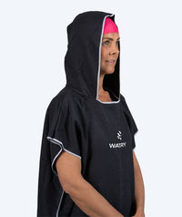 Watery bathing poncho for adults - Microfiber - Black