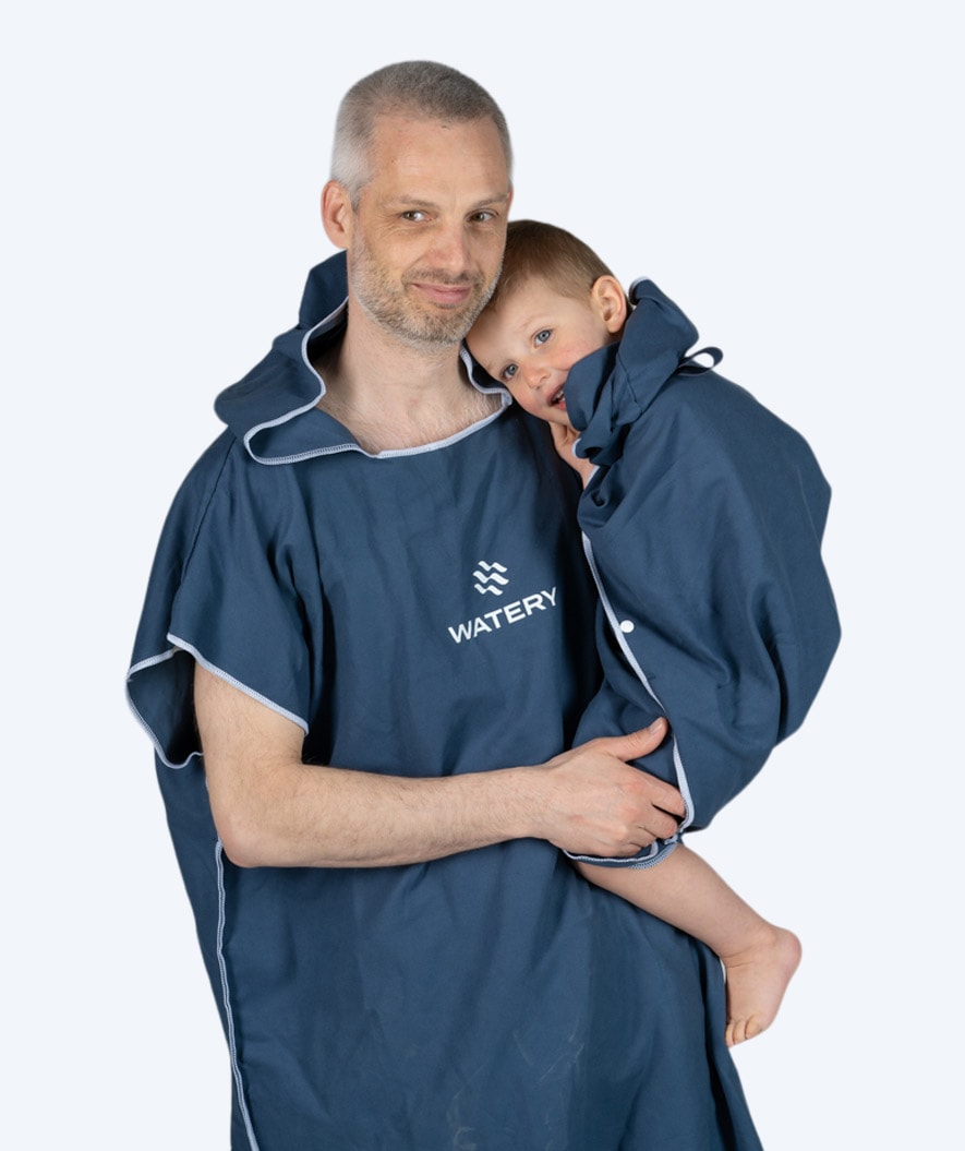 Watery bathing poncho for adults - Microfiber - Dark blue