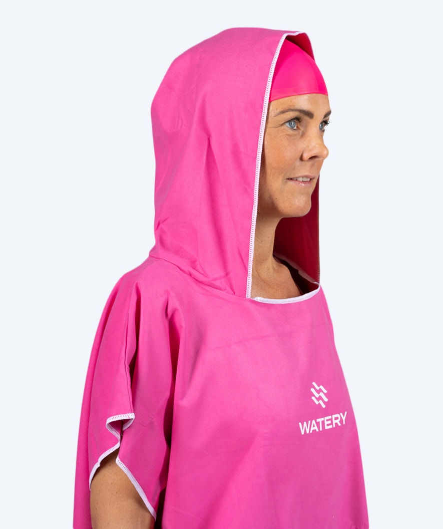 Watery bathing poncho for adults - Microfiber - Pink