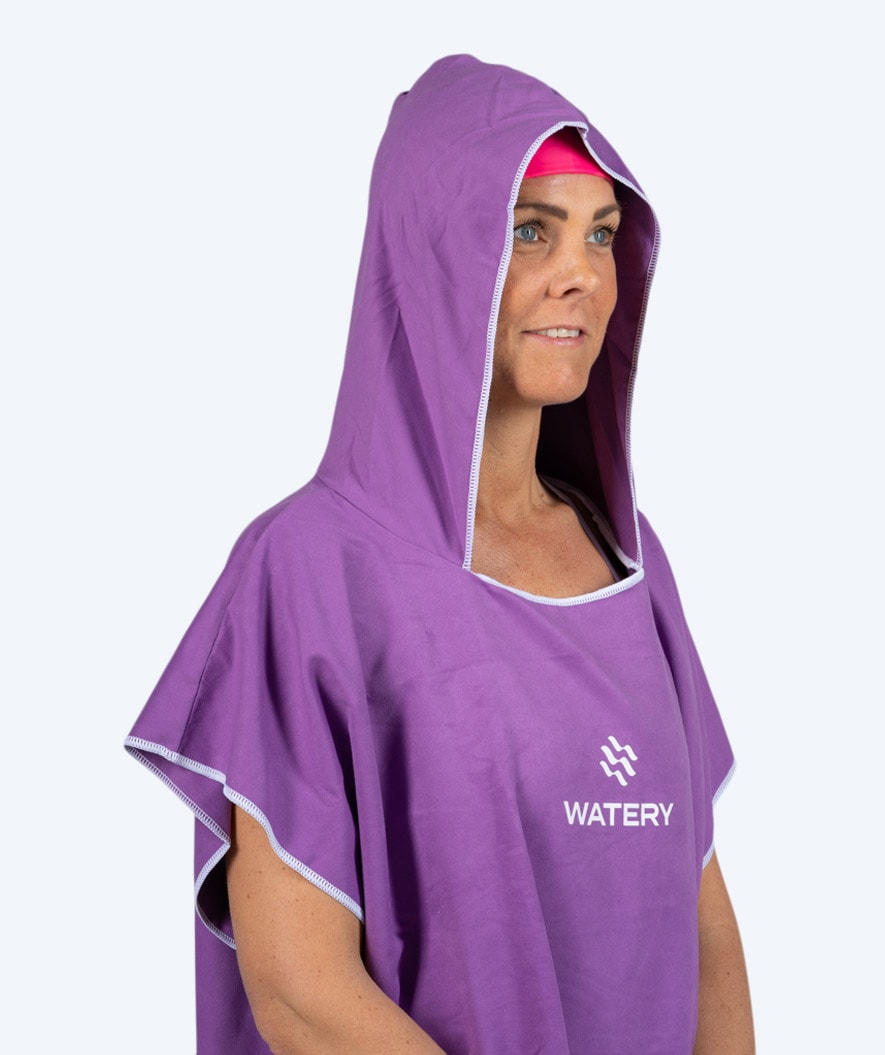 Watery bathing poncho for adults - Microfiber - Purple