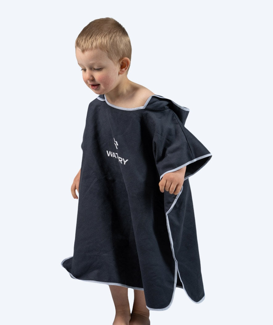 Watery bathing poncho for kids (1-6) - Microfiber - Black
