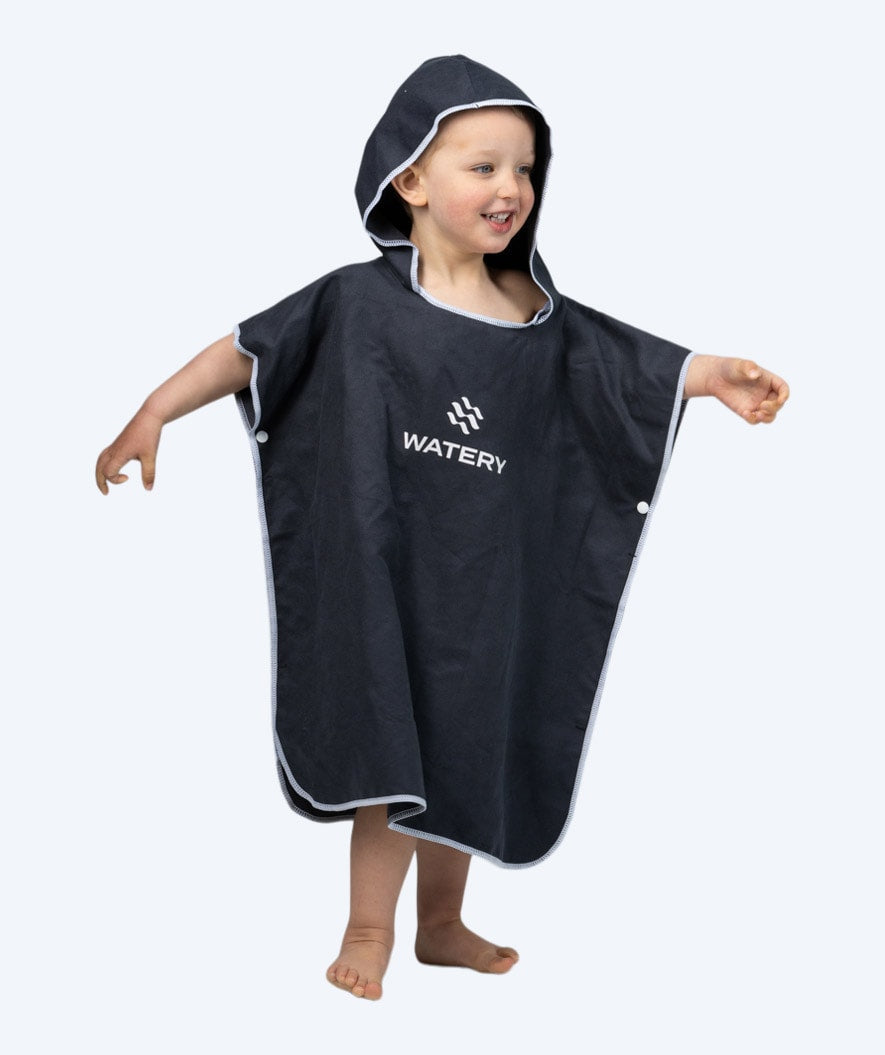 Watery bathing poncho for kids (1-6) - Microfiber - Black