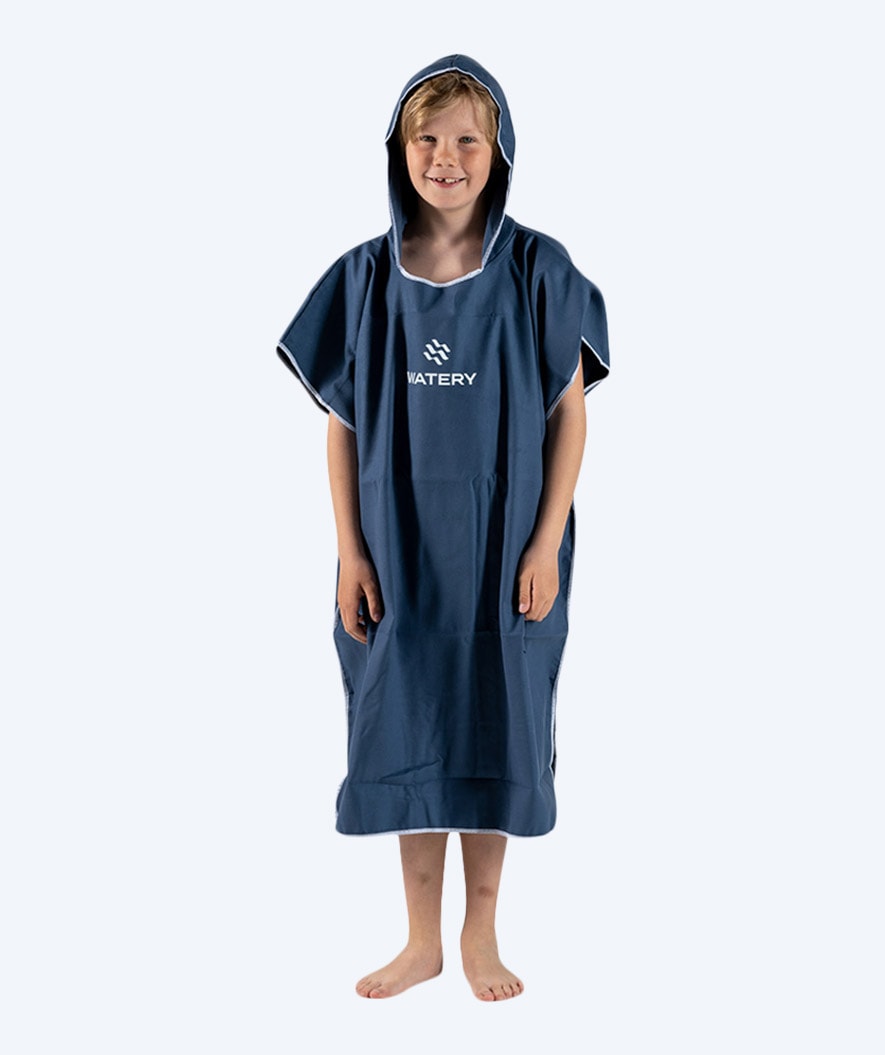 Watery bathing poncho for junior (6-15) - Microfiber - Dark blue