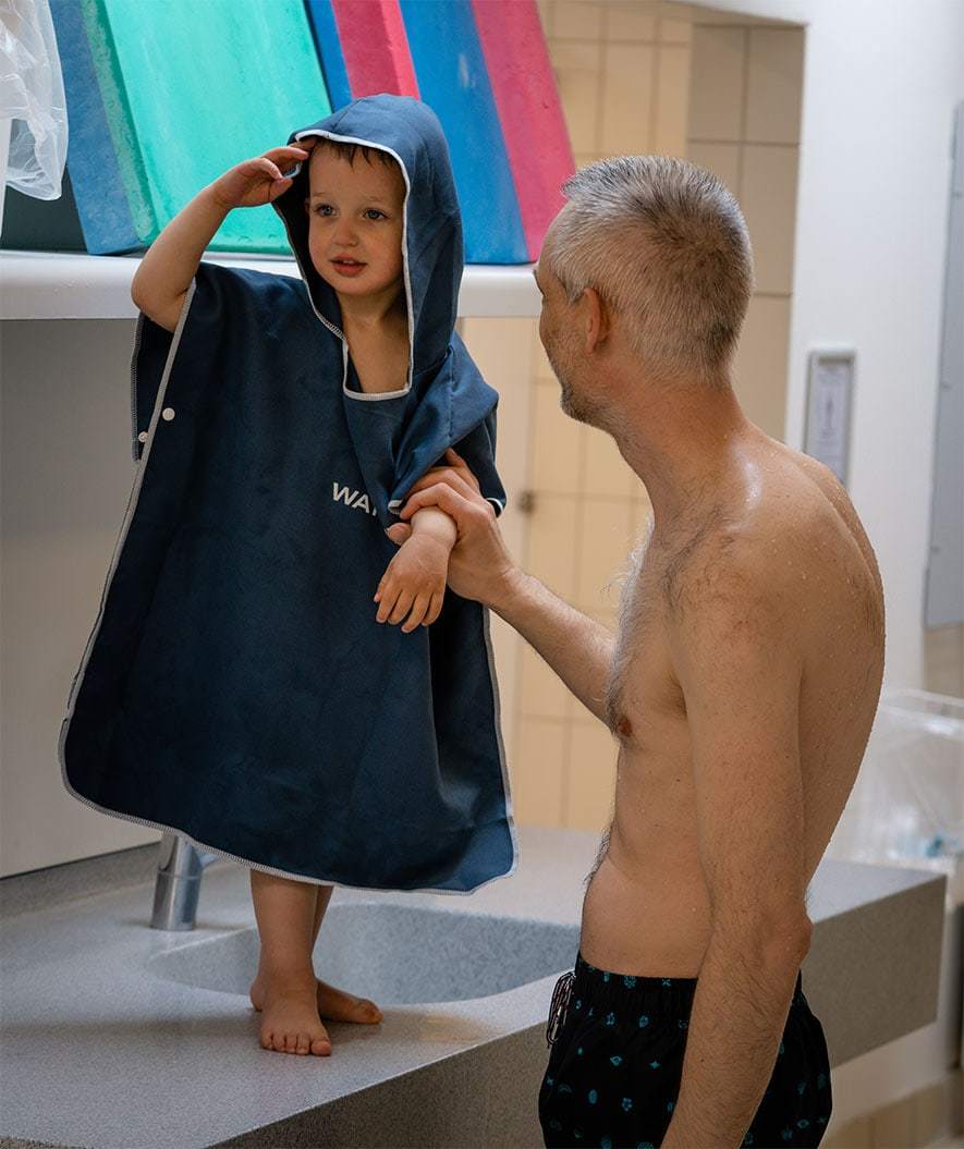 Watery bathing poncho for kids (1-6) - Microfiber - Royal Blue