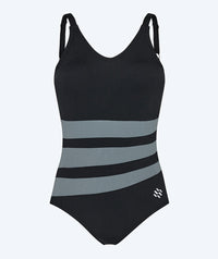 Watery Swimsuit with Inserts for Women - Mystique Stripes - Black
