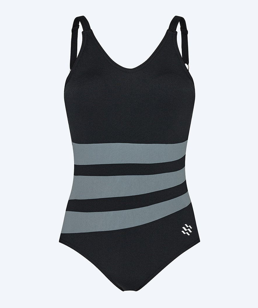 Watery Swimsuit with Inserts for Women - Mystique Stripes - Black