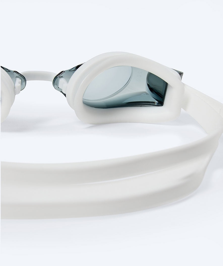 Watery nearsighted prescription swim goggles for adults - (-2.0) to (-5.0) - Naida - White (Smoke lens)