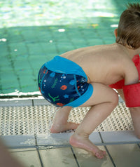 Watery swim nappies for kids - Neoprene Swim Nappy - Turquoise Stripes