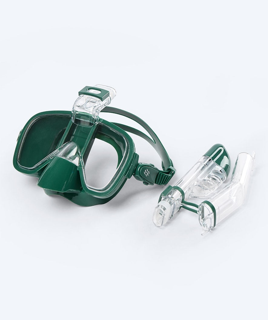 Watery full face snorkel mask for kids - Pearl - Dark green