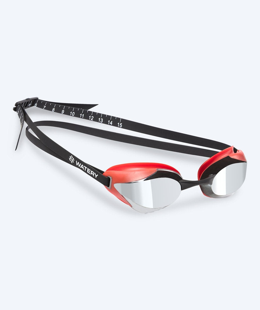 Watery Elite swimming goggles - Poseidon Ultra Mirror - Red/silver