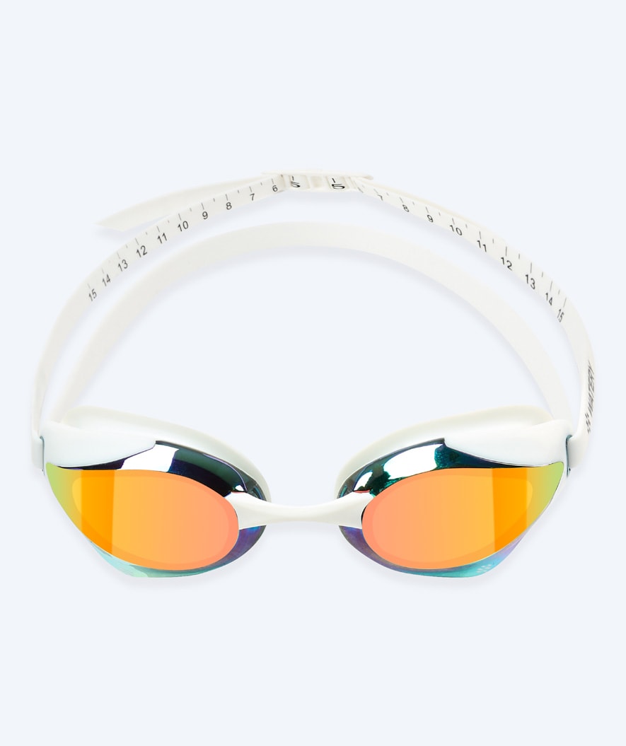 Watery Elite swim goggles - Poseidon Ultra Mirror - White/gold