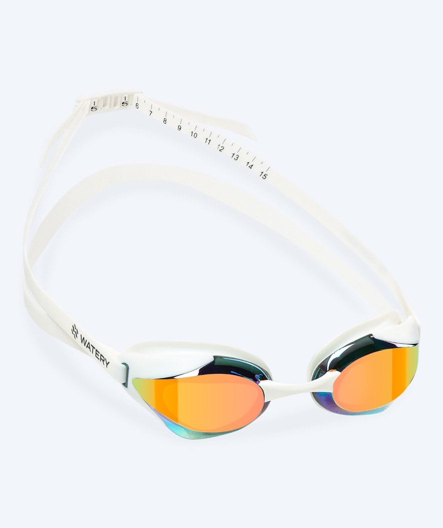 Watery Elite swimming goggles - Poseidon Ultra Mirror - White/gold