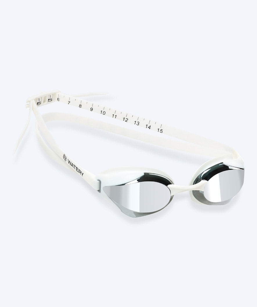 Watery Elite swimming goggles - Poseidon Ultra Mirror - White/silver