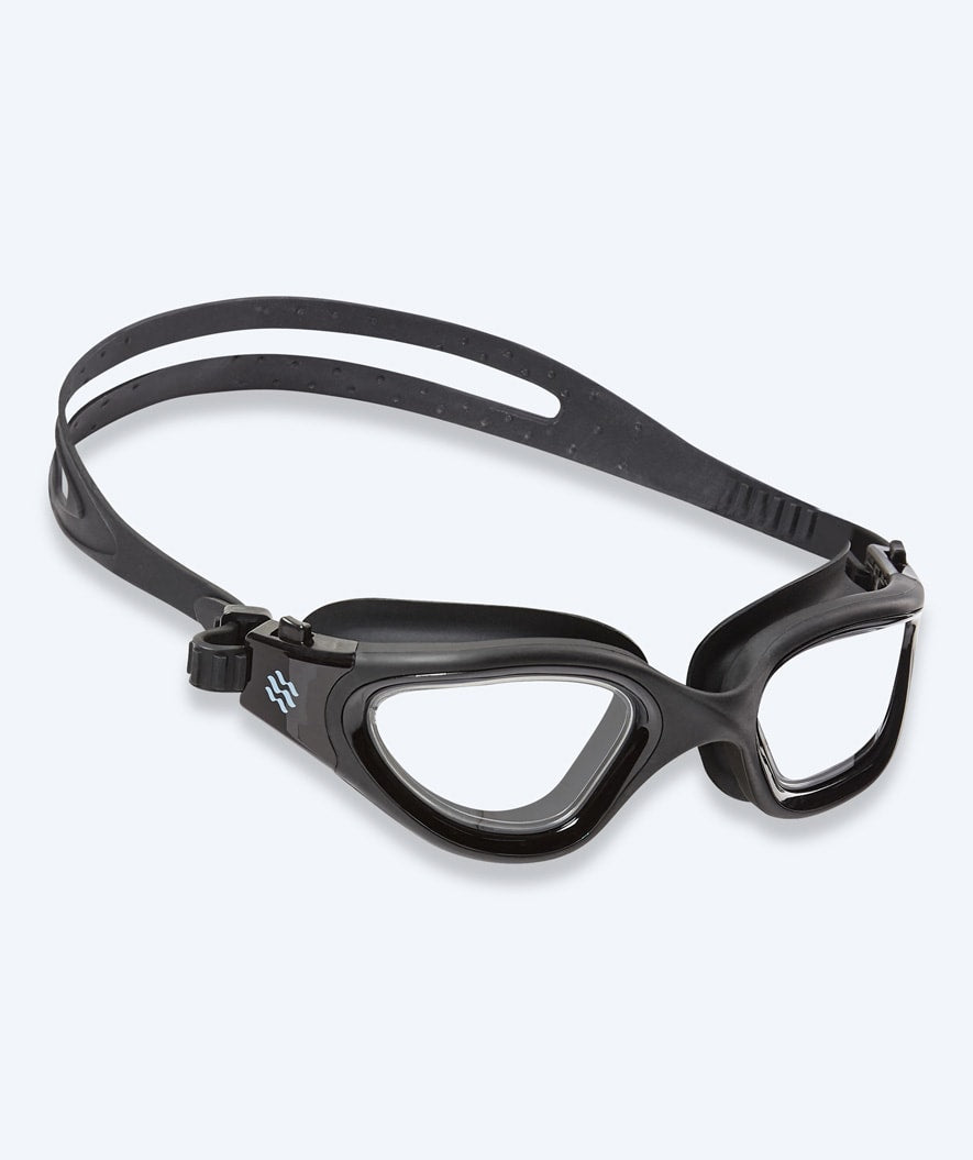 Watery nearsighted prescription swim goggles for adults (-2.0 to -6.0) - Raven Active - Black/clear