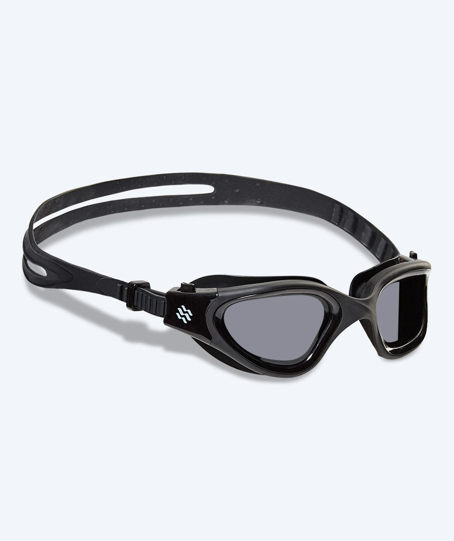 Watery nearsighted prescription swim goggles for adults - (-2,0) to (-6,0) - Raven Active - Black (Smoke lens)