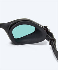 Watery nearsighted prescription swim goggles for adults - (-2,0) to (-6,0) - Raven Active - Black (Smoke lens)