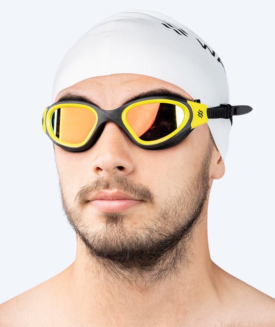 Watery training swimming goggles - Raven Mirror - Black/yellow