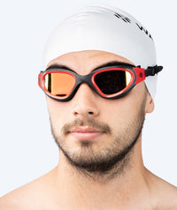 Watery exercise swim goggles - Raven Mirror - Black/red