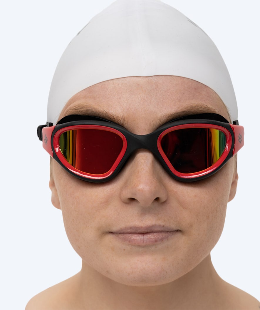 Watery exercise swim goggles - Raven Mirror - Black/red