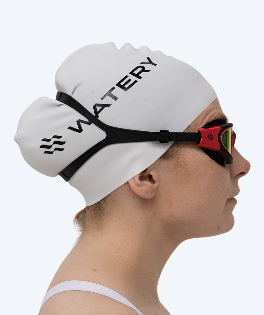 Watery exercise swim goggles - Raven Mirror - Black/red