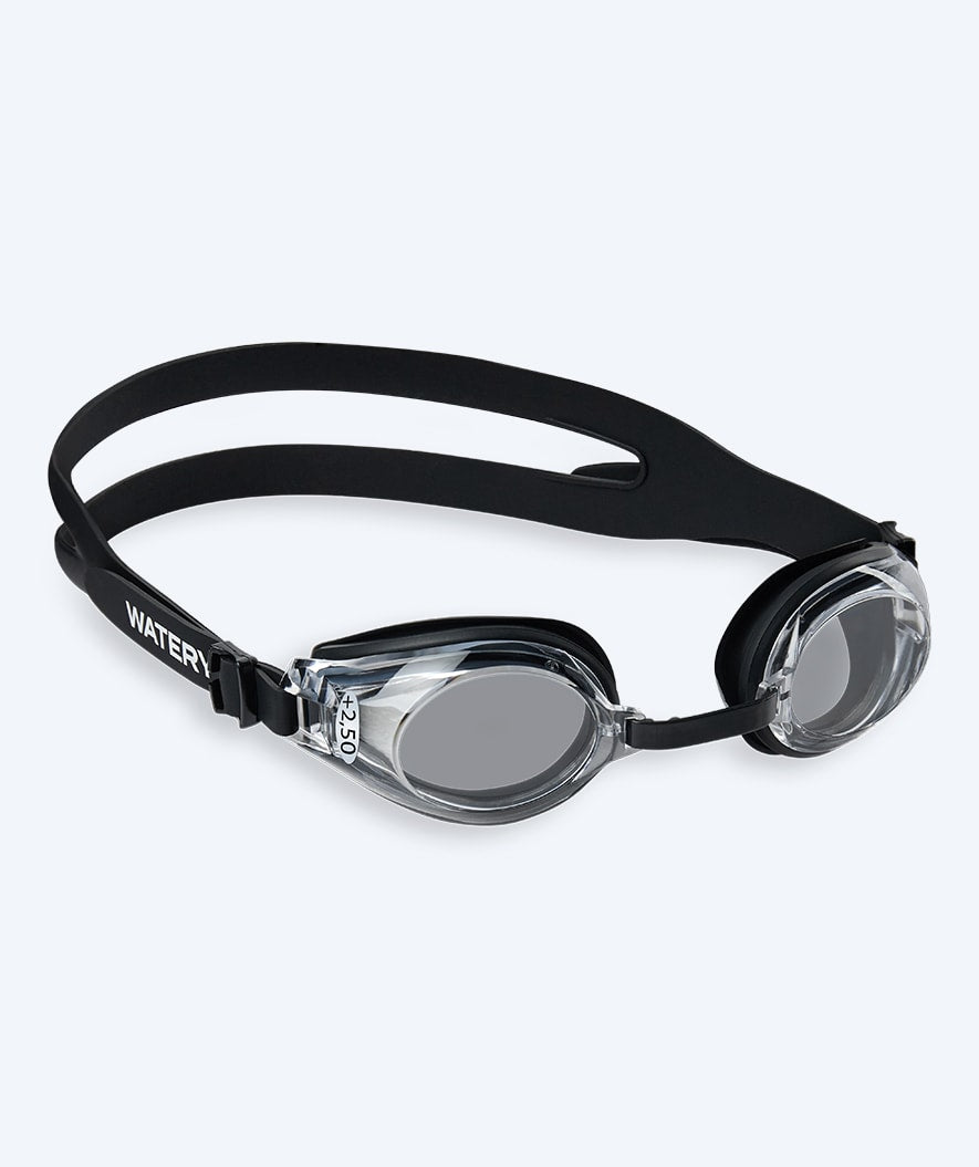 Watery farsighted swimming goggles with prescription for adults - (+2.0) – (+4.5) - Ridley - Black