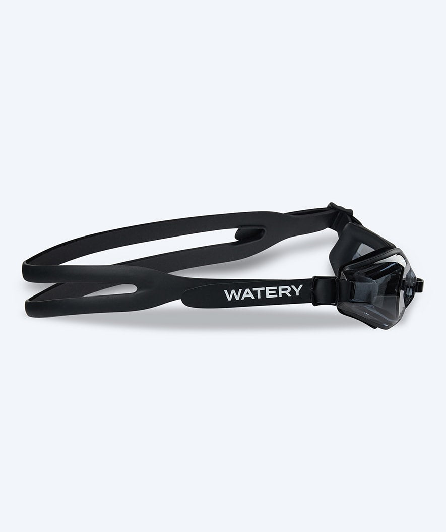 Watery farsighted prescription swim goggles for adults - (+2.0) to (+4.5) - Ridley - Black (Smoke lens)