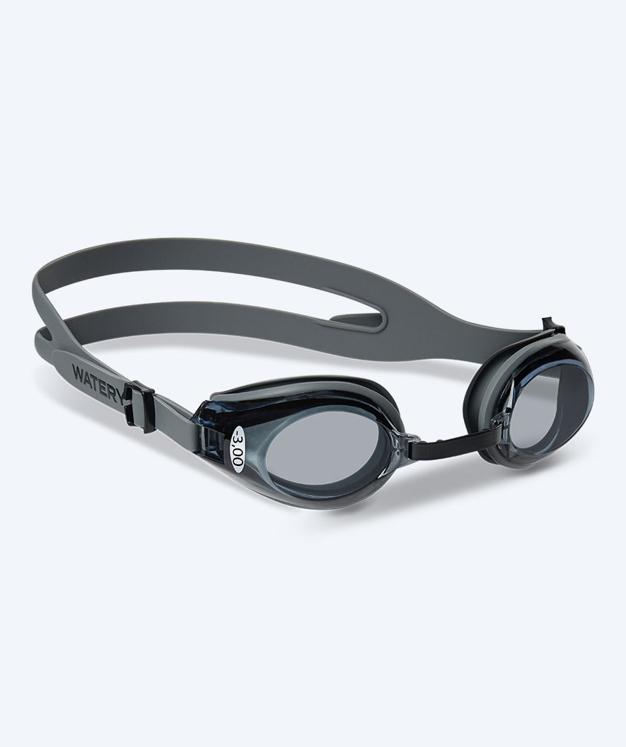 Watery nearsighted prescription swim goggles for adults - (-1.5) to (-7.0) - Ridley - Black (Smoke lens)