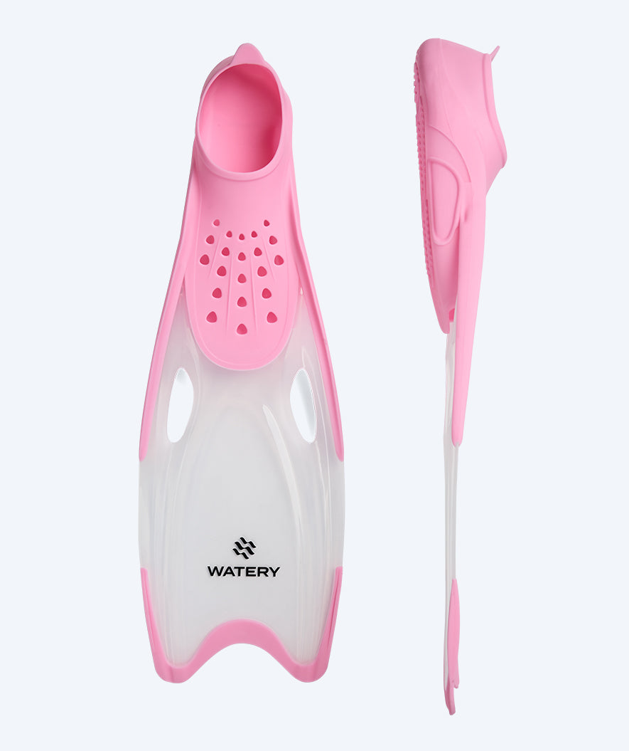 Watery diving fins for junior (34-37) - Rilian - Light pink/white
