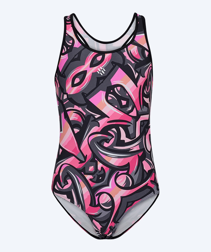 Watery swimsuit for girls - Rodney - Light pink/black