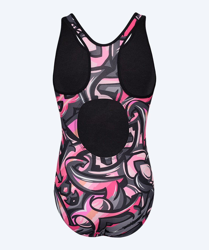 Watery swimsuit for girls - Rodney - Light pink/black