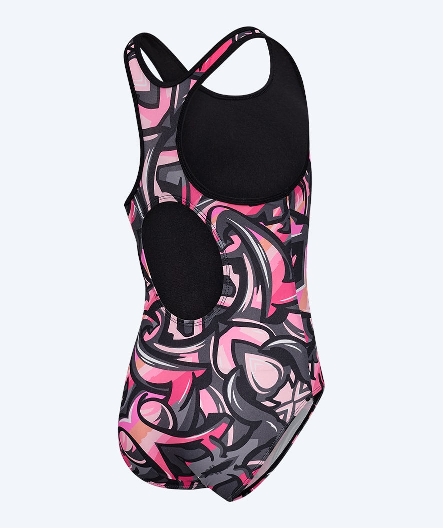 Watery swimsuit for girls - Rodney - Light pink/black