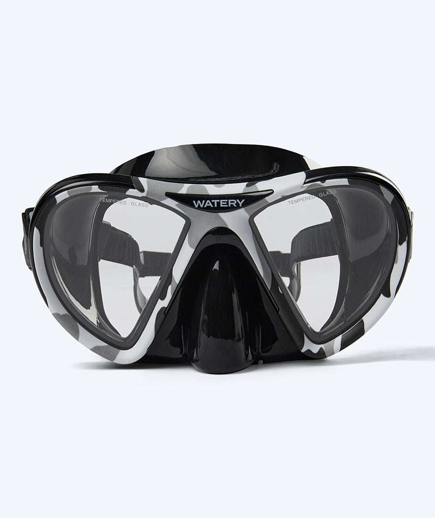 Watery diving mask for adults (from 12 years) - Rudder Camo - Black