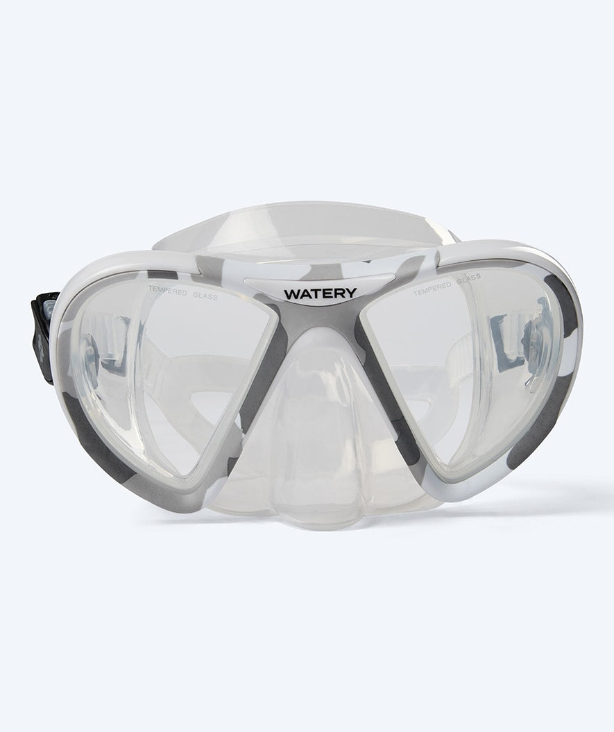 Watery Combo snorkel set for adults (from 15 years) - Rudder Camo/Itzel - Clear/black