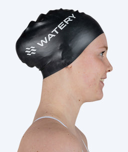 Watery swimming cap for long hair - Signature - Black