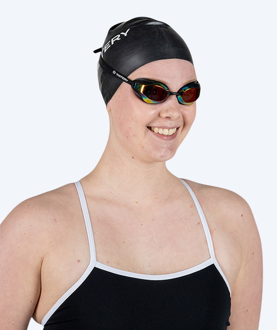 Watery swimming cap for long hair - Signature - Black