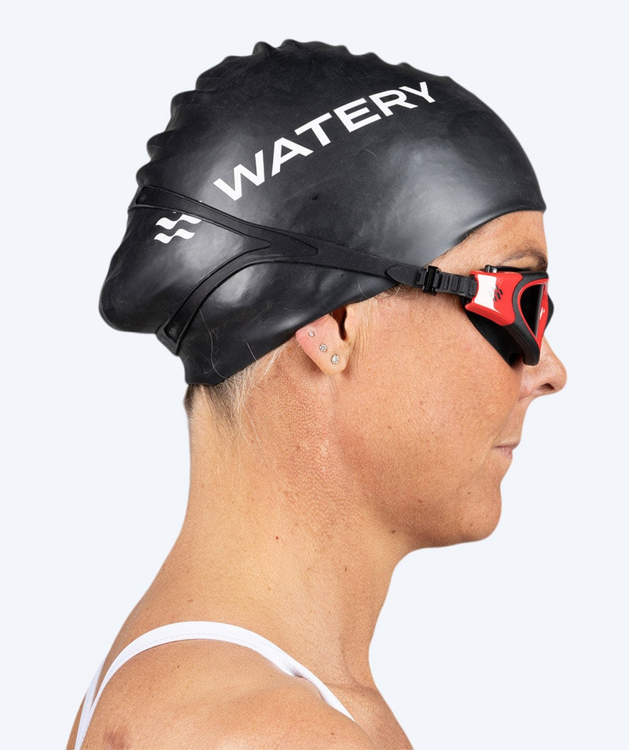 Watery swimming cap for long hair - Signature - Black