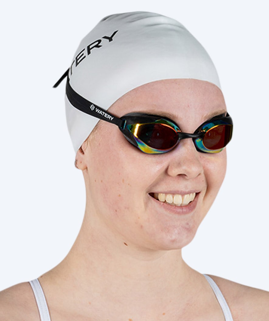 Watery swimming cap for long hair - Signature - White