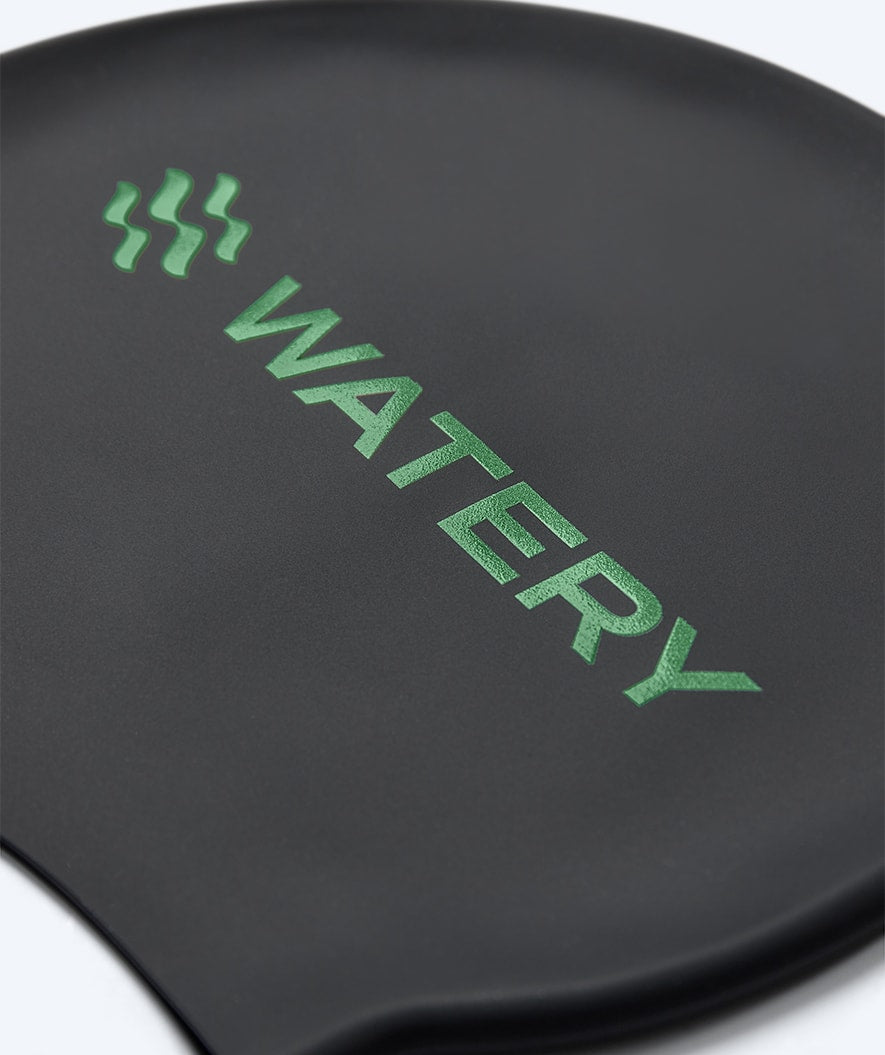 Watery swim cap - Signature Metallic - Black/green