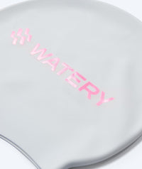 Watery swim cap - Signature Metallic - White/pink