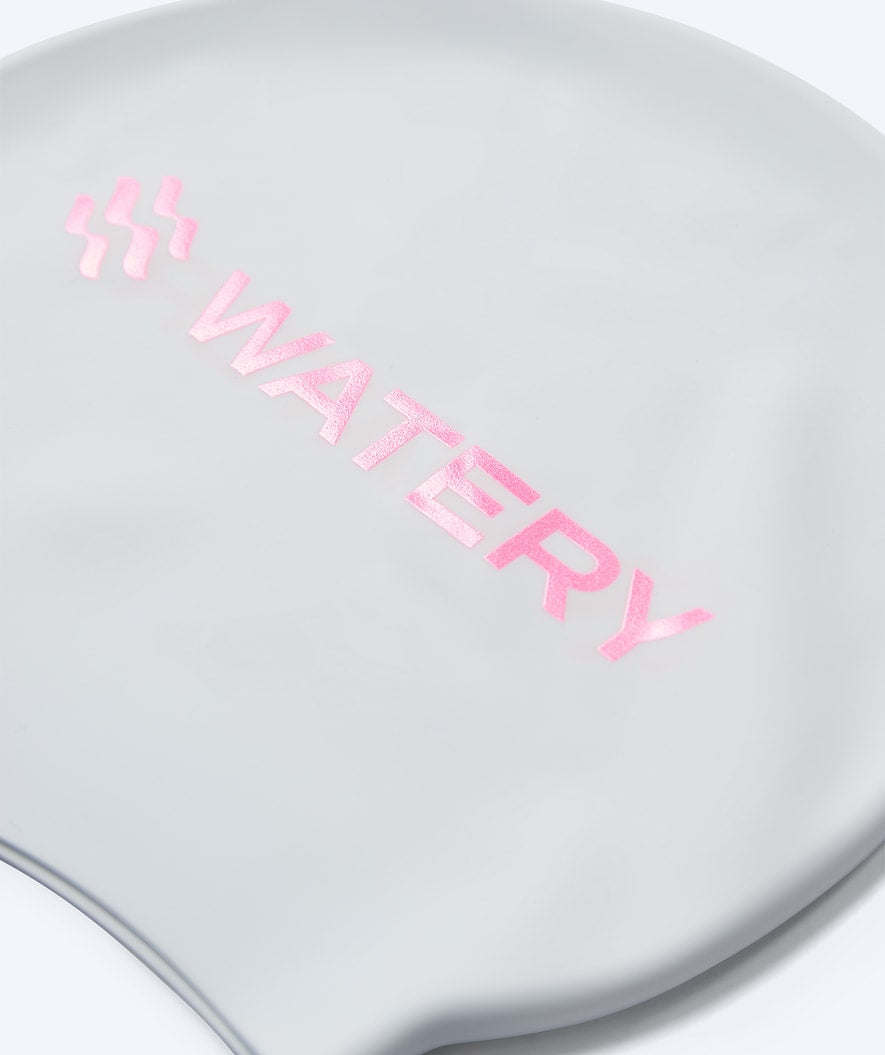 Watery swim cap - Signature Metallic - White/pink