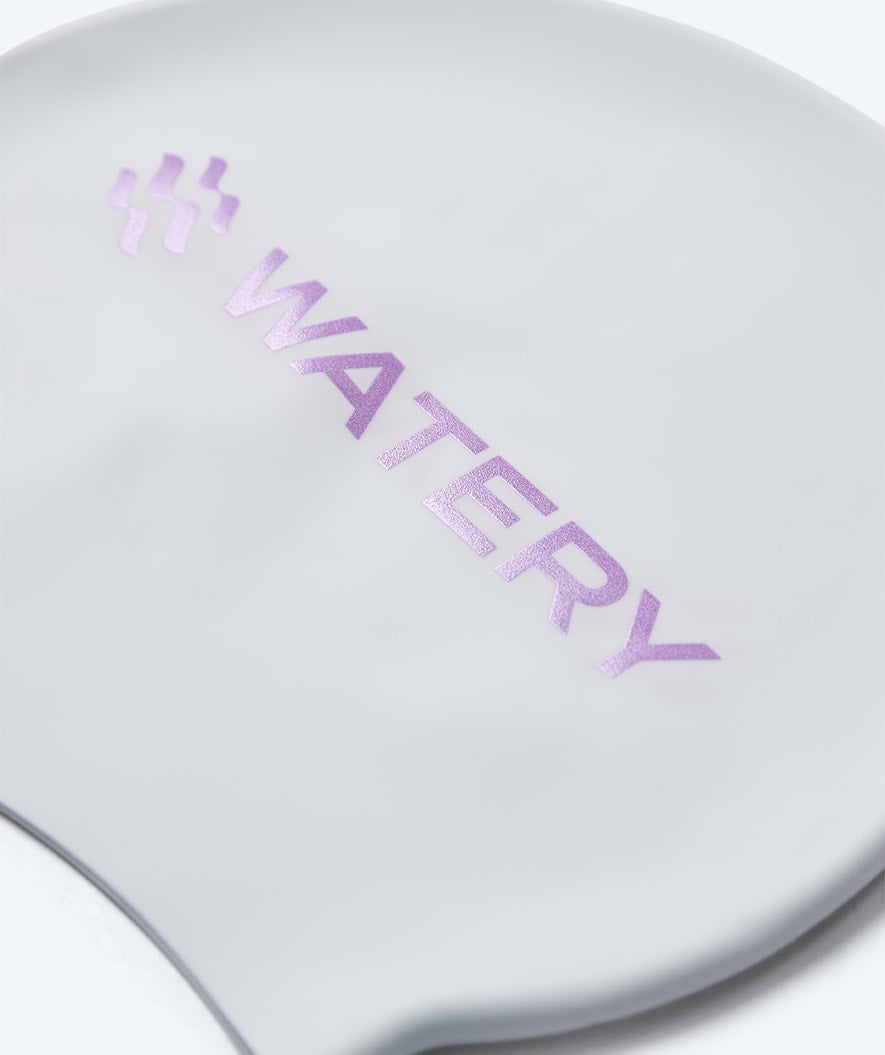 Watery swim cap - Signature Metallic - White/purple