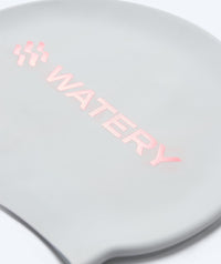 Watery swim cap - Signature Metallic - White/pink