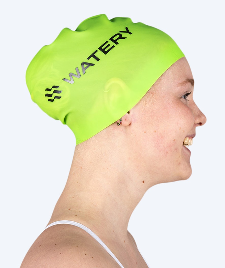 Watery swimming cap (from 10 years) - Signature - Fluo green