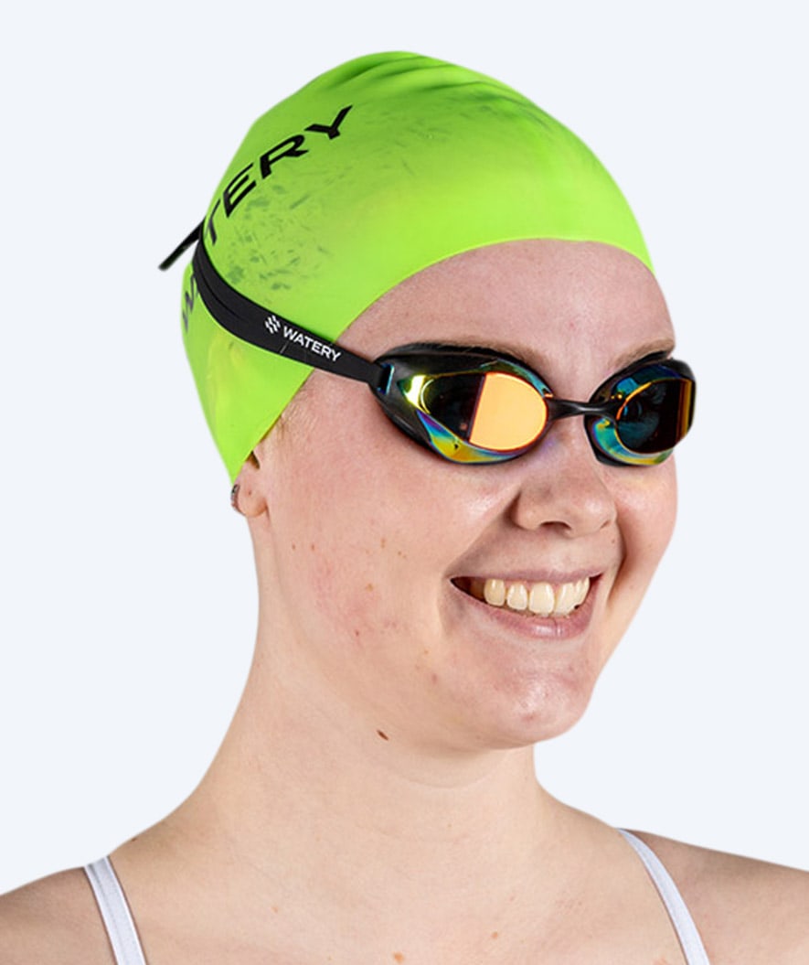 Watery swimming cap (from 10 years) - Signature - Fluo green