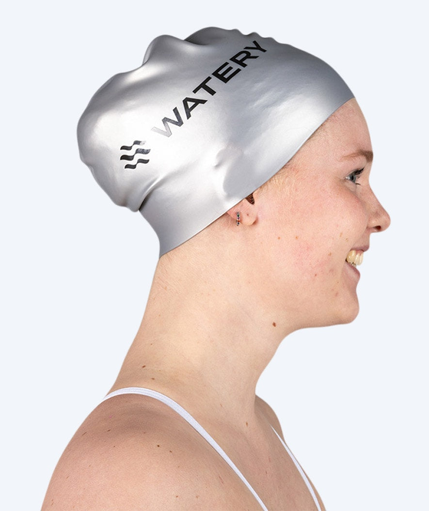 Watery swimming cap (from 10 years) - Signature - Silver